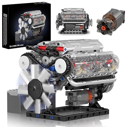 Nueris Mini V8 Engine Model Sets - 535 PCS DIY Building Toys Car Motor Kits That Runs - Gift Idea for Adults Boys Girls for Mechanic Engineering Construction - style: 10088