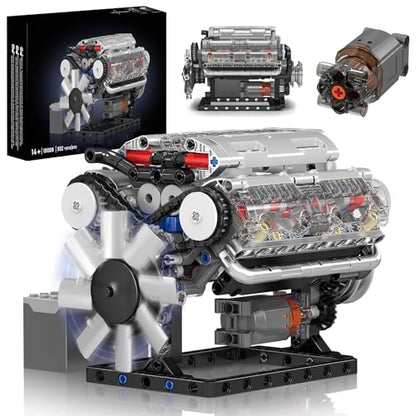 Nueris Mini V8 Engine Model Sets - 535 PCS DIY Building Toys Car Motor Kits That Runs - Gift Idea for Adults Boys Girls for Mechanic Engineering Construction - style: 10088