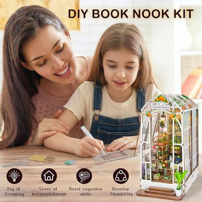 Book Nook Kit for Adults Teen, Miniature House Kit Garden Dolhouse - color: Garden House