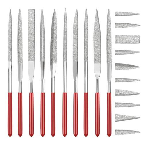 10 Pcs Needle File Set, Diamond Needle Files 4x160mm, Silver - color: Silver, Gold