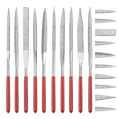 10 Pcs Needle File Set, Diamond Needle Files 4x160mm, Silver - color: Silver, Gold
