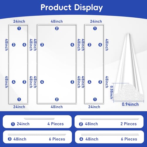 COUKIU 3 Sets Pre-Cut Wall Molding kit,Ready to Assemble Accent Molding Wainscoting Panels for Interior Walls Home Decor（3 Frames，Style1) - size: 3 Frames, Style 1