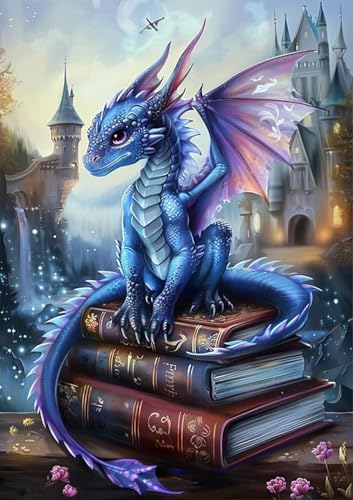 Diamond Art Kits for Adults,Dragon and Book Diamond Painting Kits 12 x 16in - color: DP03042