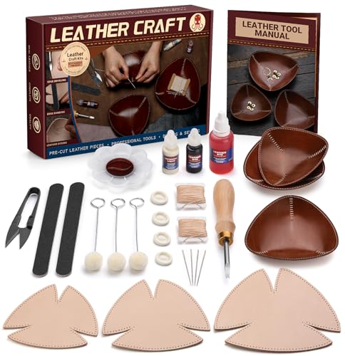 CBHGFEA Leather Crafting Kit, Vegetable Tanned Leather Tray Kit (S, M, L) - color: Style B