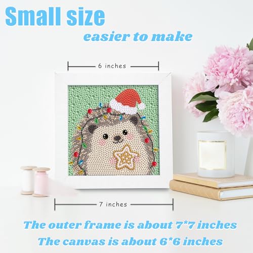 Libfx Diamond Art Kits for Kids with Frame Diamond Art for Girls Boys Beginners Arts and Crafts Birthday Gifts (Christmas Hedgehog) - color: Christmas Hedgehog
