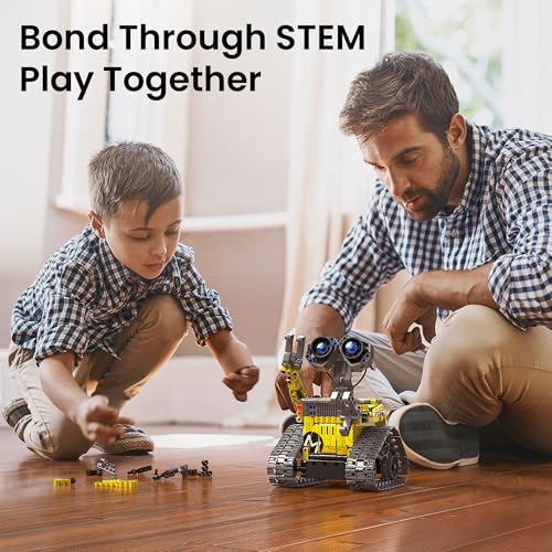 Mibido STEM Robot Building Kit Gift for Boys Ages 8-12 with Remote Control - color: Yellow
