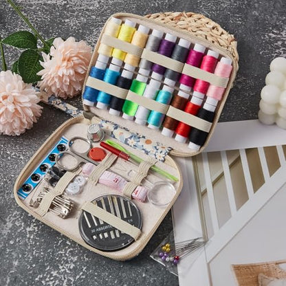 Daisy Sewing Kit Printing Sewing Kit,Professional Sewing Supplies for Adults, Zipper Sewing Needles Set, 87 PCS Travel Sewing Accessory for Emergency, Home - color: 87PCS-Daisy