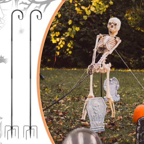 2Set Halloween Metal Skeleton Stand, Black, 6.56 Ft/ 2 M, Bold - color: Black, style: Bold Style