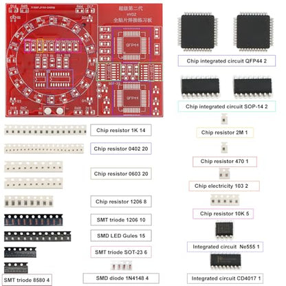 100W Digital SMD/SMT Soldering Practice Kit for Beginners, 3 PCB Training Boards, 180–520°C Temp Control, Auto Sleep, 1206/0805/0603/0402 Training, QFP44 & SOP-14 IC Practice - color: 100w Digital Iron Kit With 3 Boards