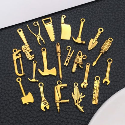 WOCRAFT 60pcs Antique Gold Tools Bracelet Charms for Jewelry Making Sets DIY Necklace Bracelet Keychain Crafting Charms Kit Craft Supplies (SN900) - color: Antique Gold, size: Tools Charms