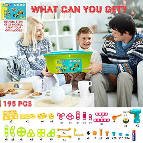 NXONE 195 PCS STEM Toys, Building Sets for Kids 3+ - size: 195 piece