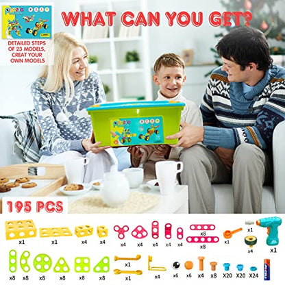 NXONE 195 PCS STEM Toys, Building Sets for Kids 3+ - size: 195 piece