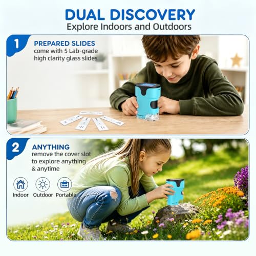 Kids Digital Handheld Microscope with Screen: Science Toy Gifts, Ages 4-12