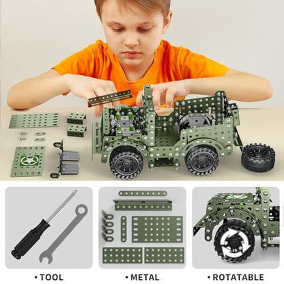 Lucky Doug STEM Building Projects Model Truck Set - Building Toys for Kids Ages 8-12, Assembly Science Army Toys for Boys 8 9 10 11 Years Old - style: 8804