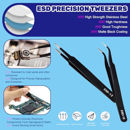46Pcs Craft Hobby Knife Assortment Kit with Scissors and Tweezers, Precision Knives with #11#16#17 Spare Exacto Blades for Scrapbooking Carving Modeling Crafting