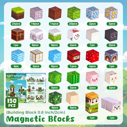 3 otters 150PCS Magnetic Blocks, with a Storage Bag, Forest Explorer - style: Forest Explorer