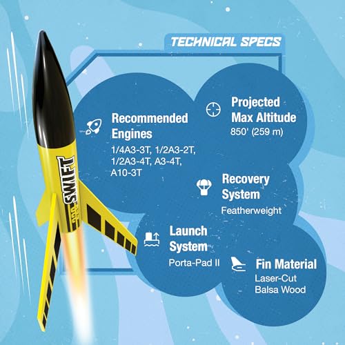 Estes 0810 220 Swift Rocket-Building Kit, Intermediate Flying-Rocket-Model Kit for Ages 10+