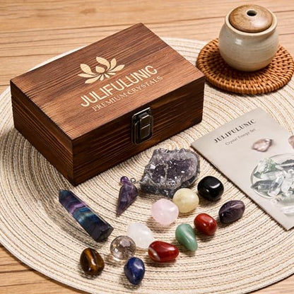 15PCS Natural Healing Crystals Set with Amethyst Gift Kit - color: Rainbow