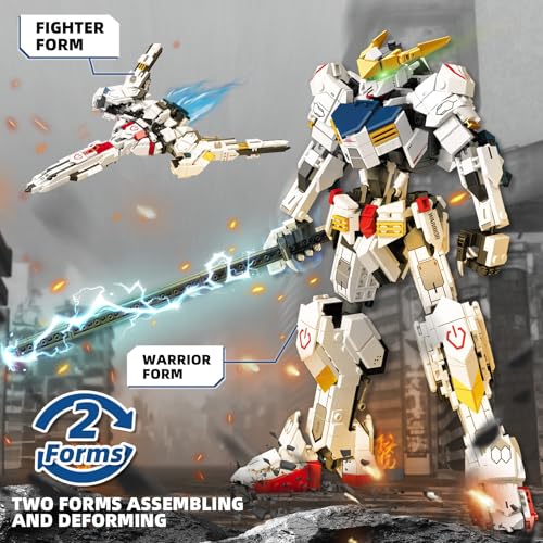 HIGH GODO Transforming Robot Building Set for Adults, 2 in 1 City Warrior Mech & Fighter Jet Building Toy, 952 Pieces Creative Gift Teens 14+ - color: White