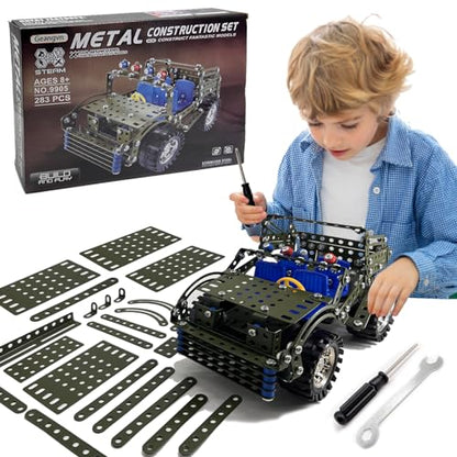 290 Pcs Metal Model Race Car & 283 Pcs Metal Model Car Kits, Erector Set, Building Toys, STEM Kits
