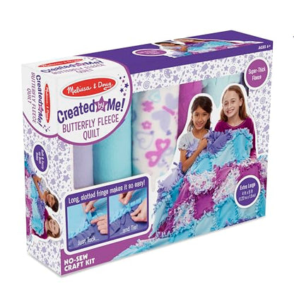 Melissa & Doug Created by Me! Butterfly Fleece Quilt No-Sew Craft Kit (48 Squares, 4 feet x 5 feet)