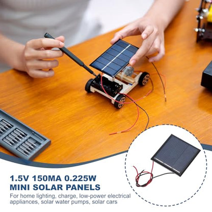 MECCANIXITY 5 Pcs 1.5V 0.225W 150mA Mini Solar Panels, Small Polycrystalline Solar Cell Panel with 2 Cable for DIY Electric Toy Materials Kits Charger, 45mm x 45mm - style: 1.5V 0.225W 150mA