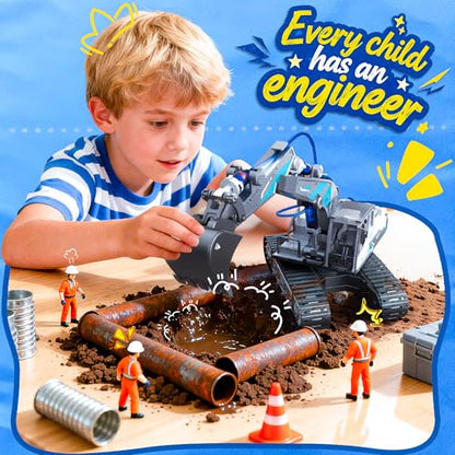 Hydraulic Excavator STEM Building Toy, 130 Pcs Engineering Kit for Kids 8+ - style: Excavator