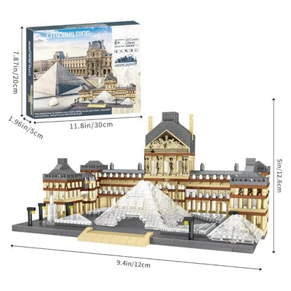 CSNRHG Paris Louvre Museum Model Building Blocks Set Micro Bricks World Famous Architecture Educational Toys for Kids Adults 3377 Piece Birthday - style: Louvre Museum