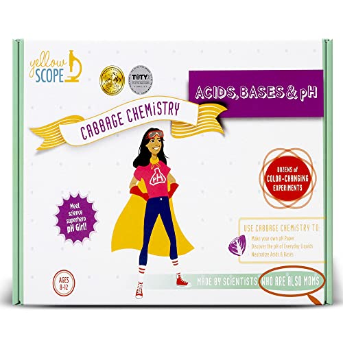 Yellow Scope Science Kit for Kids, Acid, Base & pH Kit for Girls and Boys, Cabbage Chemistry, STEM Learning Color Changing Experiment, Kids Ages 8-12 - style: Acids, Bases & pH Kit