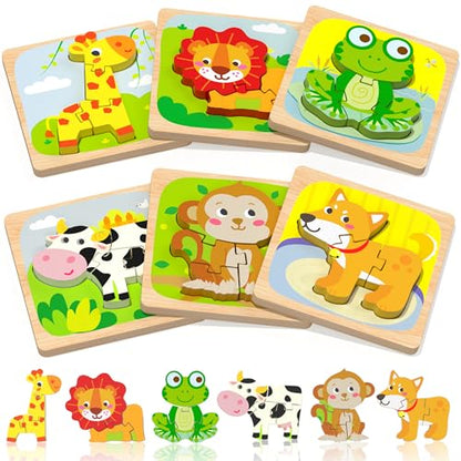 Benresive Wooden Toddler Puzzles, Montessori Toddler Toys for 1 2 Year Old - style: 6 PCS