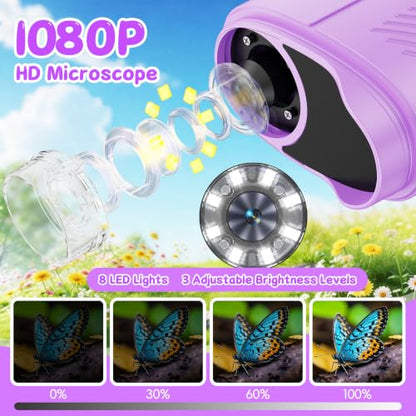 SEEKID Kids Microscope,1000X Handheld Digital Microscope (Purple) - color: Purple
