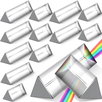 Kanayu 12 Pcs Clear Triangular Prism Optical Glass,2.5 Inch, 4 Inch - size: 2.5 Inch, 4 Inch