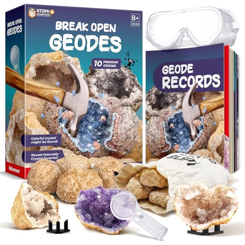 Geode Kit, Break Open 10 Premium Geodes & Crystals, STEM Toy