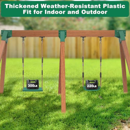 2Pack Heavy Duty Swing Seats for Kids Green Plastic Hard Anti Slip Seat - color: Water Ripple & Diamond