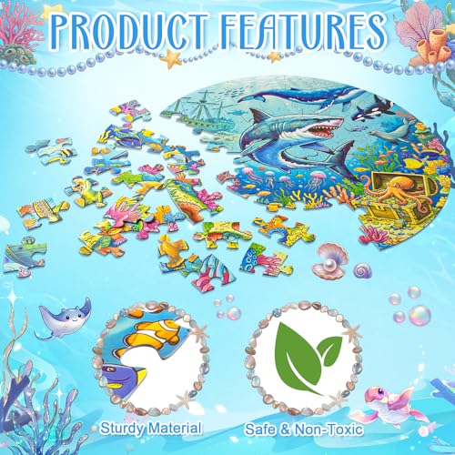 Civaner 70 Pieces Floor Puzzles Round Large Puzzles, Ocean - style: Ocean