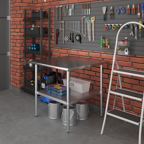 AmGood 36 in. x 36 in. Stainless Steel Work Table | Metal Kitchen Food Prep Table | NSF - size: 36 in. Long x 36 in. Deep without Wheels