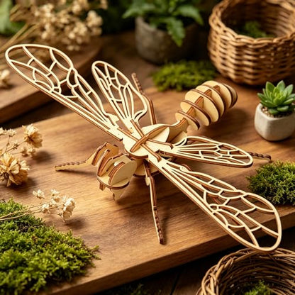 3D Wooden Honey Model, DIY Assembly Kit, Laser Cut Wood Structure, No Glue Interlocking Wooden Pieces, Precision Wood Parts Desk Decor Home Display Stress Relief