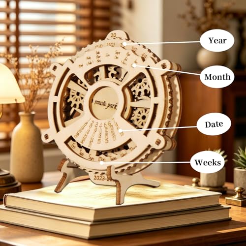 Music Park 3D Wooden Puzzle, Butterfly & Calendar - color: Natural Wood