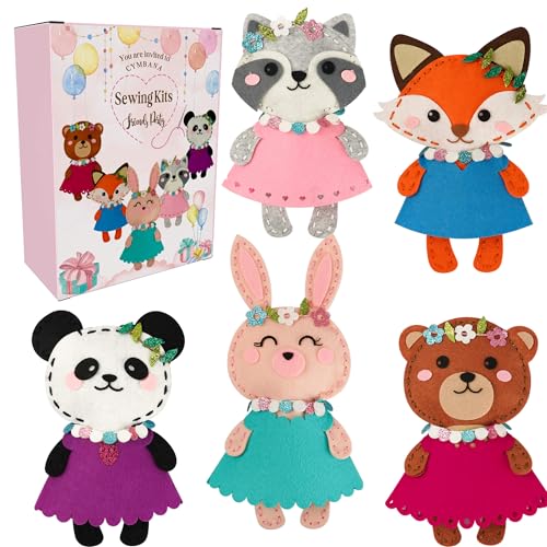 Cymbana Sewing Kit for Kids, Make a Friend 5 Felt Kids Sewing Crafts 6+ - color: Animal