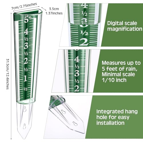 Yexiya 4 Pcs Rain Gauge Outdoor Acrylic for Garden Yard Lawn - color: Green