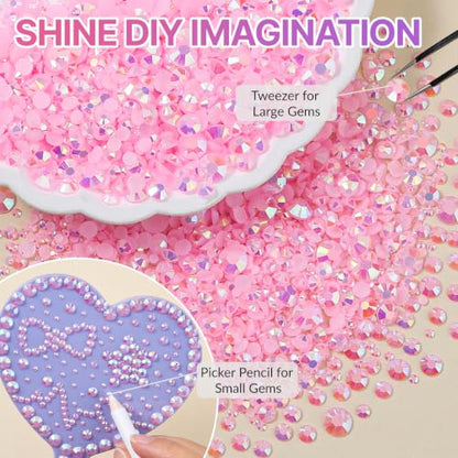 33000Pcs Jelly Pink AB Resin Rhinestones for Bedazzling Kit - color: Jelly Pink 2-6mm