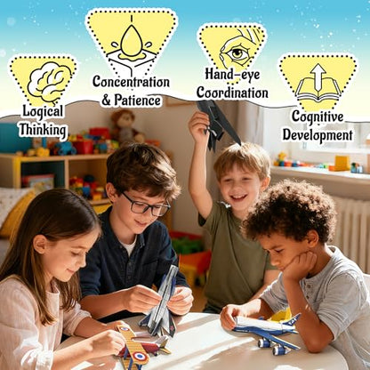 Nightingale Villa 3D Paper Building Model, DIY Origami Kit for Kids Ages 8-12, Includes 8 Pre-Cut, Easy-to-Assemble Aircraft 3D Paper Building Models, Airplane Origami Kit for Kids Ages 8-12 - style: Aircraft