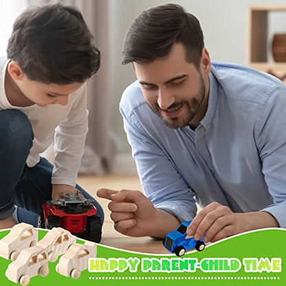 Chivao 24 Pcs Unfinished Wooden Cars, Kids Paintable DIY Toys,Classic Style - color: Classic Style