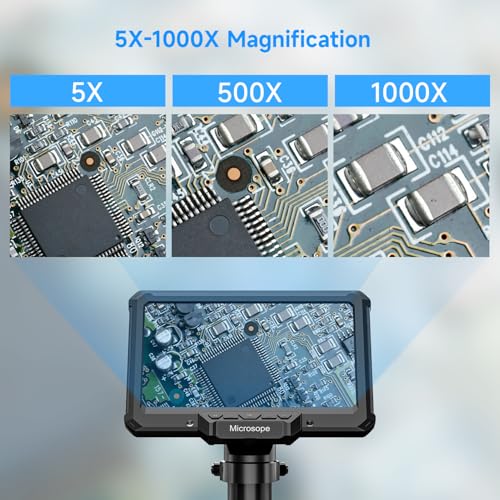 Digital Microscope for Adults Kids 7inch Screen Coin Magnifier Microscopes for Error Coins PCB, Bugs, STEM Learning, Soldering Electronics Microscopes Camera