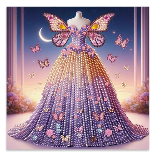 JATOK Diamond Art Kits for Adults, Princess Dress, Special-Shaped Gems - color: Emerald