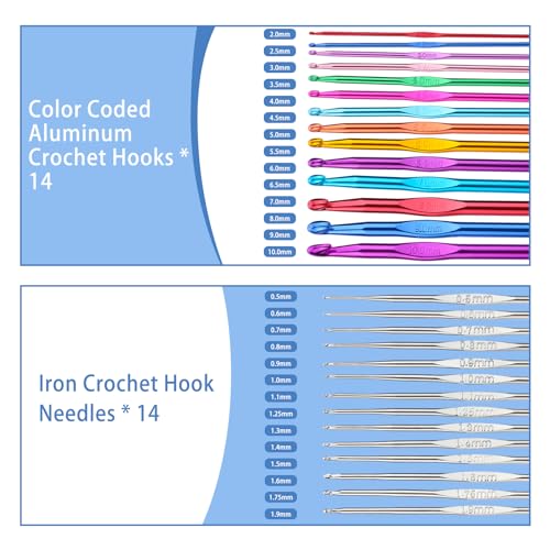 Crochet Hook Set 90 Pcs Crochet Needles Kit Ergonomic Soft Grip Handles - color: Multicolor, size: 90 Pcs