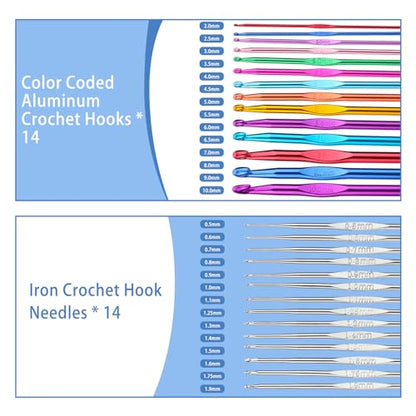 Crochet Hook Set 90 Pcs Crochet Needles Kit Ergonomic Soft Grip Handles - color: Multicolor, size: 90 Pcs