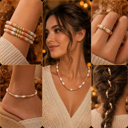 Fall Thanksgiving Bracelet Kit with Disc Beads and Letter Beads - color: style 07