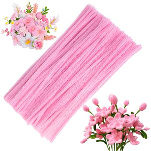 100 Pieces Pipe Cleaners Craft Chenille Stem Pink Pipe Cleaners - color: Pink