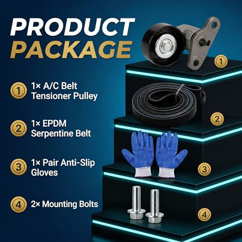 A/C Belt Tensioner Pulley Kit 90K-38159 with 2 Mounting Bolts Compatible with Chevy Tahoe 2000-2008, GMC Yukon 2000-2008, Cadillac Escalade 2002-2008, Chevy Avalanche 2002-2008 – Replace ACK040378HD - size: 90K-38159+BOLT
